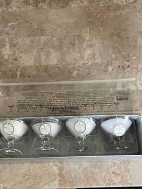 Set of Four Martini Glass Candles - Cream White